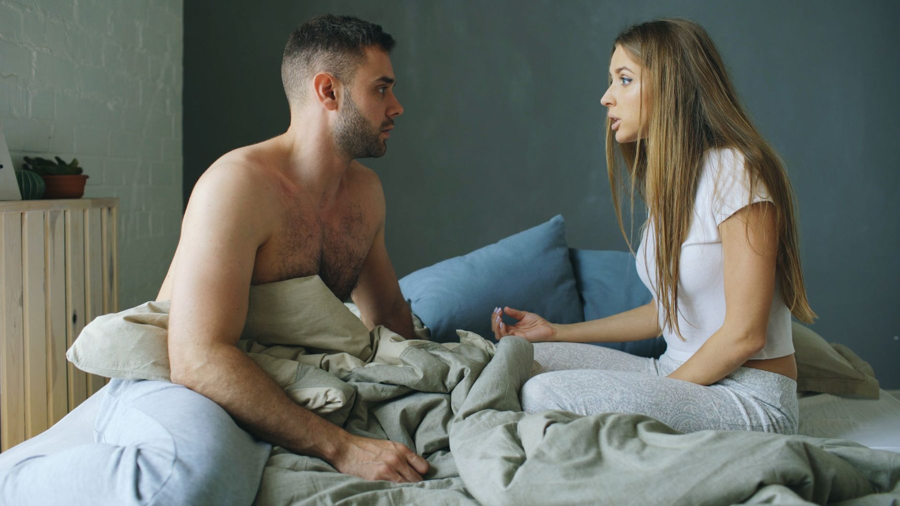 A quiet moment in bed when desire does not match